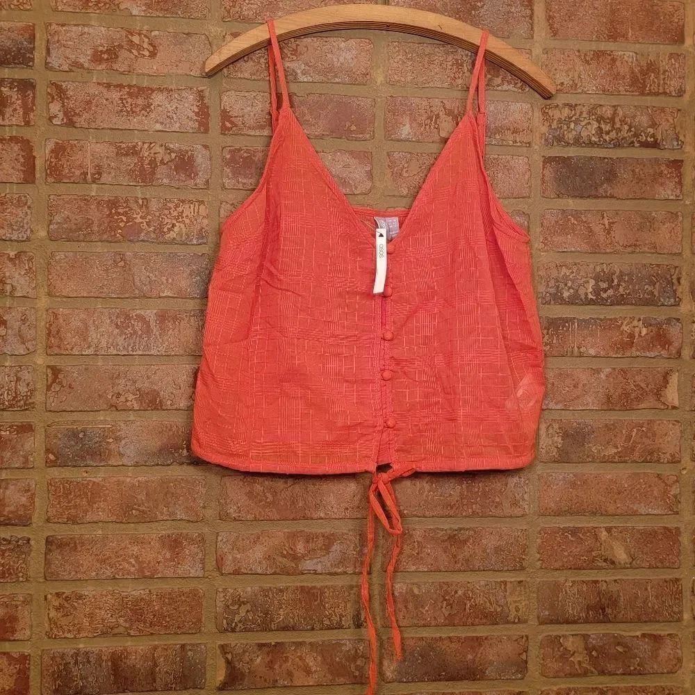 ASOS crop button down coral tank size 12 NWT